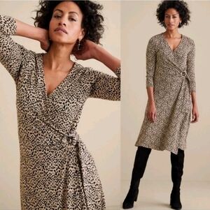 Soft Surroundings Size Small Damaria V Neck Dress in Animal Print